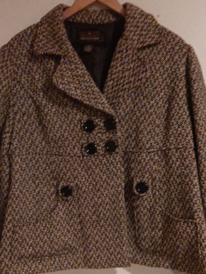 Fenn Wright Manson Tweed Peacoat In Brown And Black